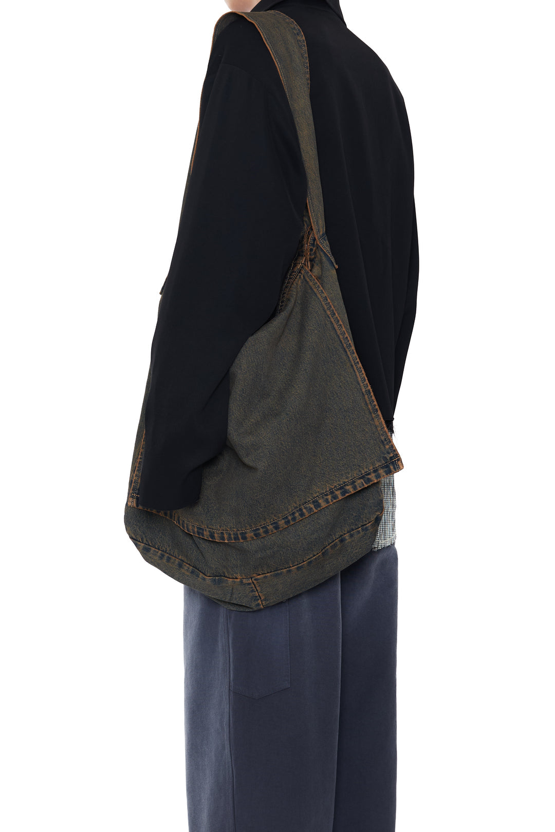 CODA / Black Brown Wash Denim Cross Body Bag