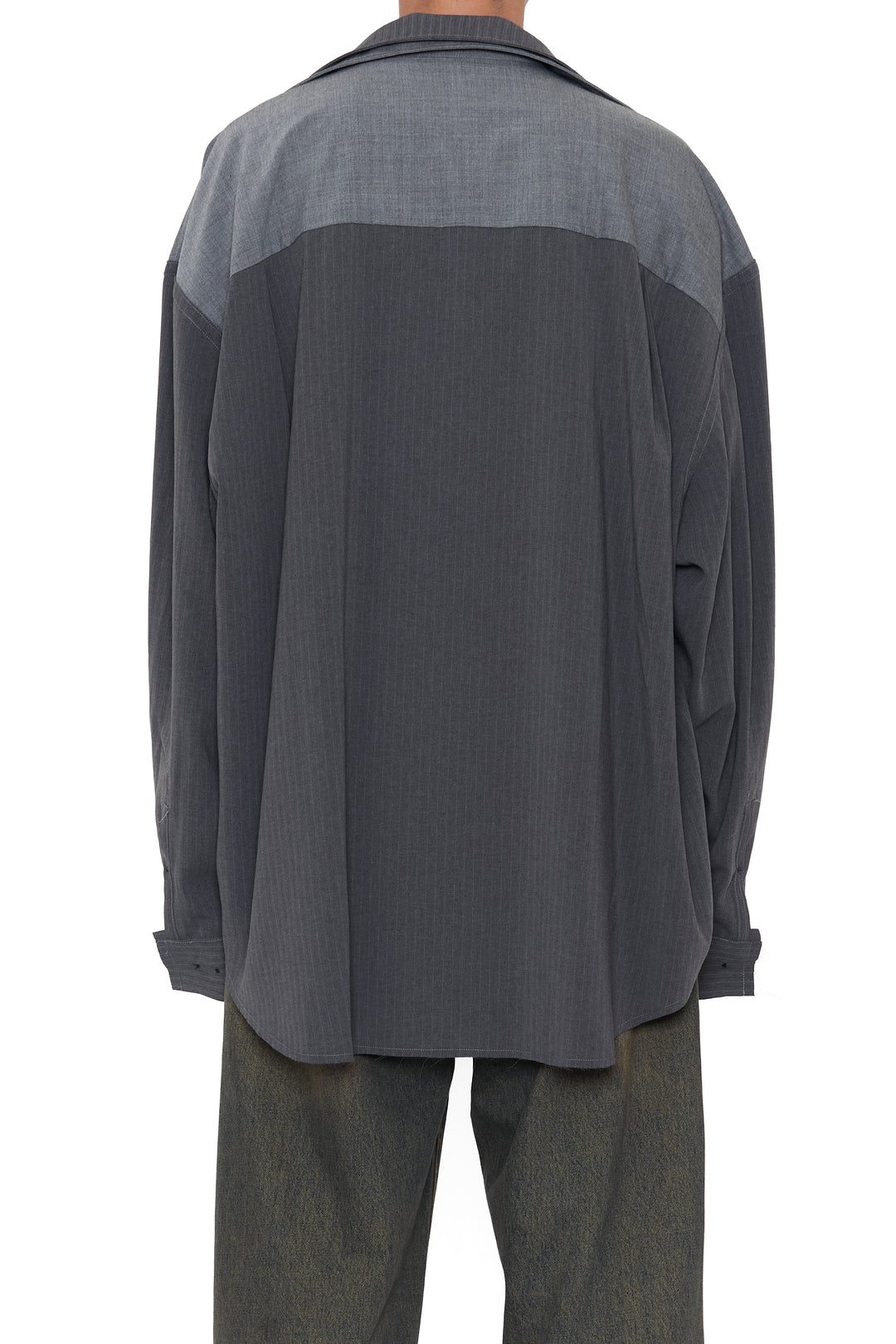 CODA / Grey Wool Poly 2In1 Double Layered Reversible Hybrid Layered Shirt