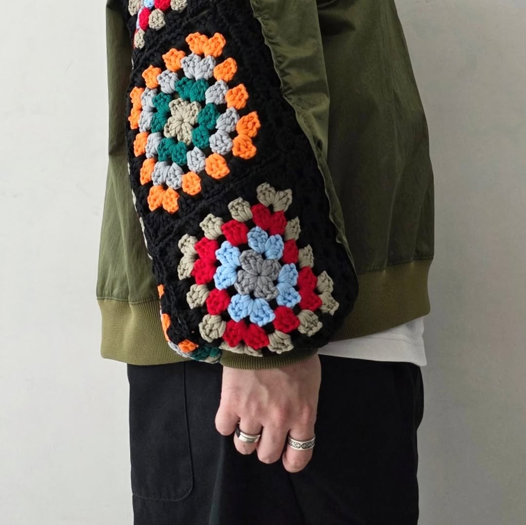 DISCOVERED / Kajif Nylon Crochet Sleeve Pullover (Khaki)