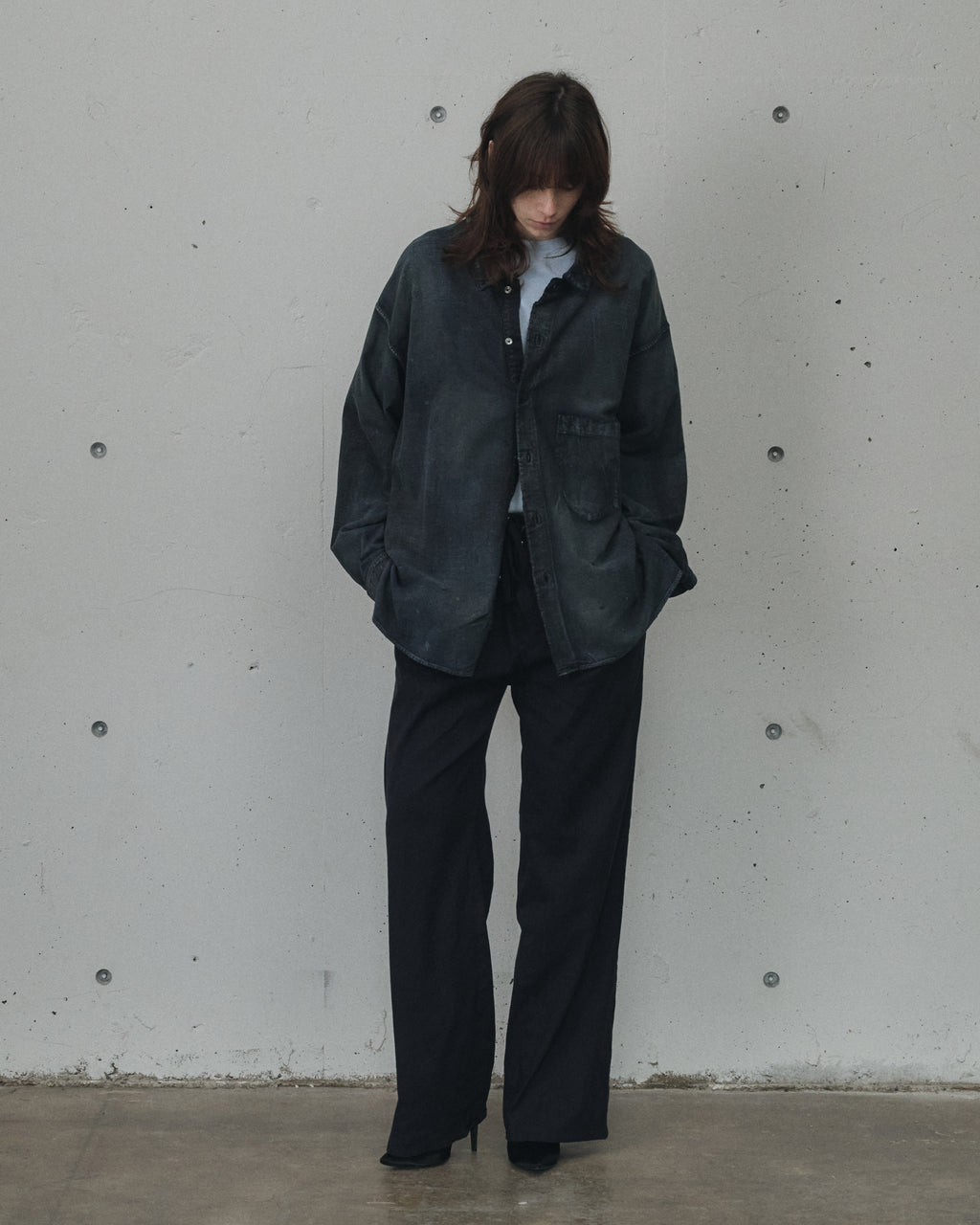 ANCELLM / Brushstroke Aging Shirt (Black)