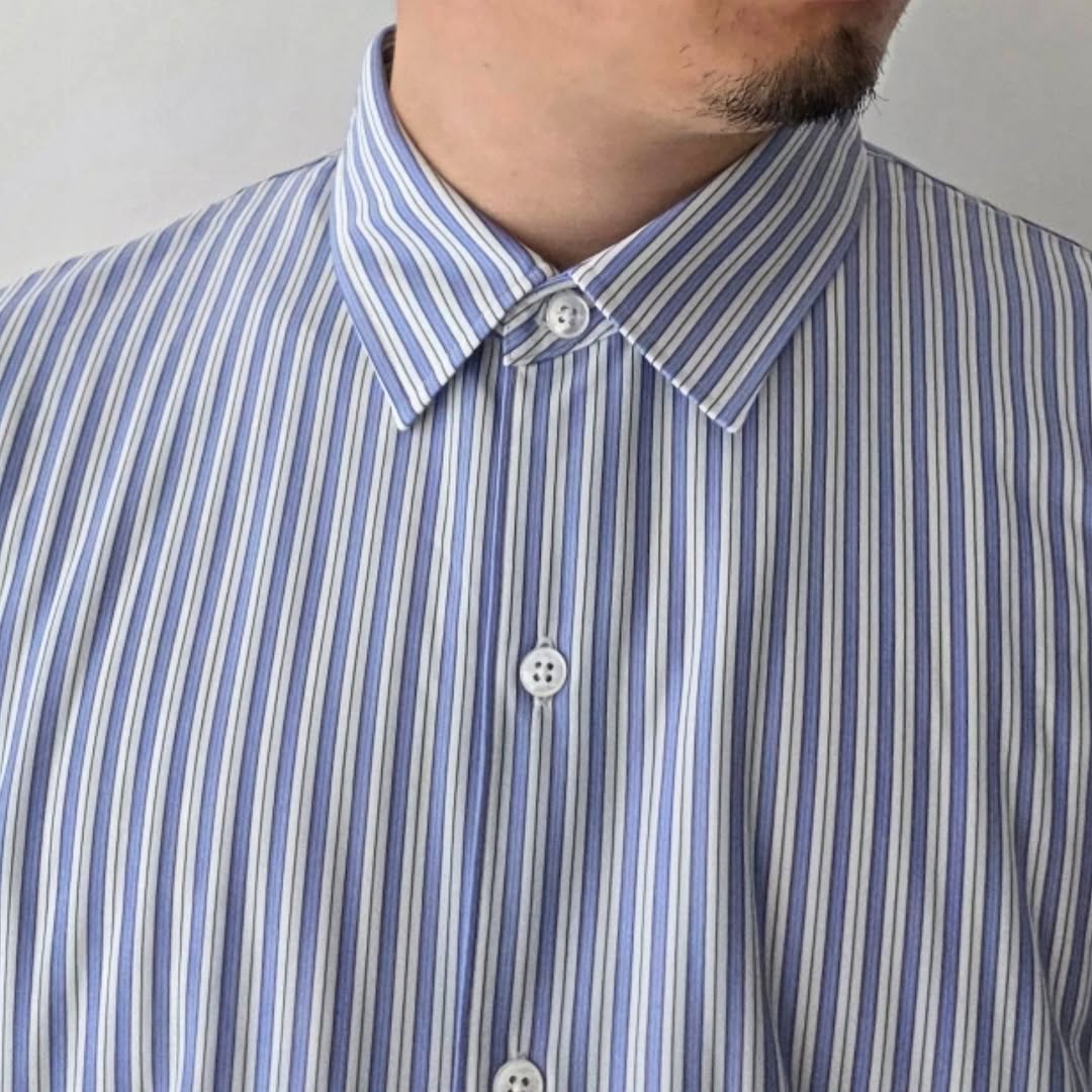 KANEMASA PHIL / 46G Atmosphere Stripe Shirt (Sax Black)