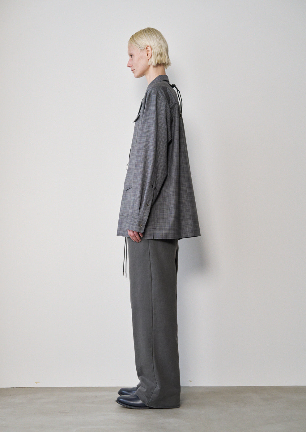 RICH I / Box Opencollar Shirt Jacket(Gray Check)