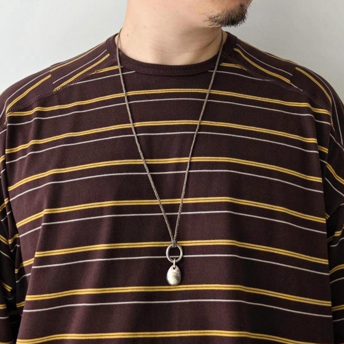 ANCELLM / Border LS T-Shirt (Marron)