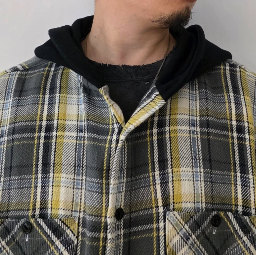 DISCOVERED / Devil's Hoodie Check Shirt (Black)
