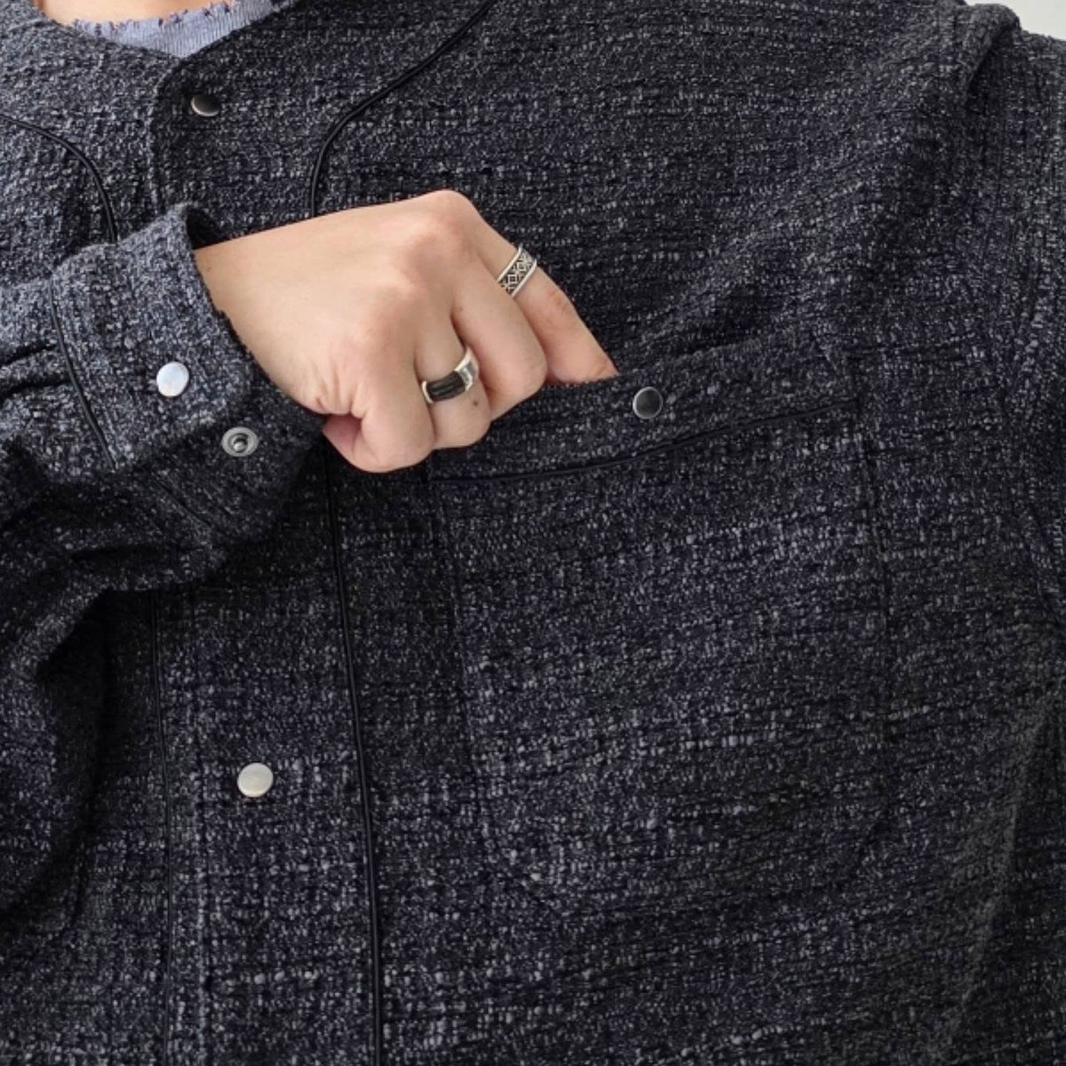 THE JEAN PIERRE / Tweed Baseball Shirt (Black)