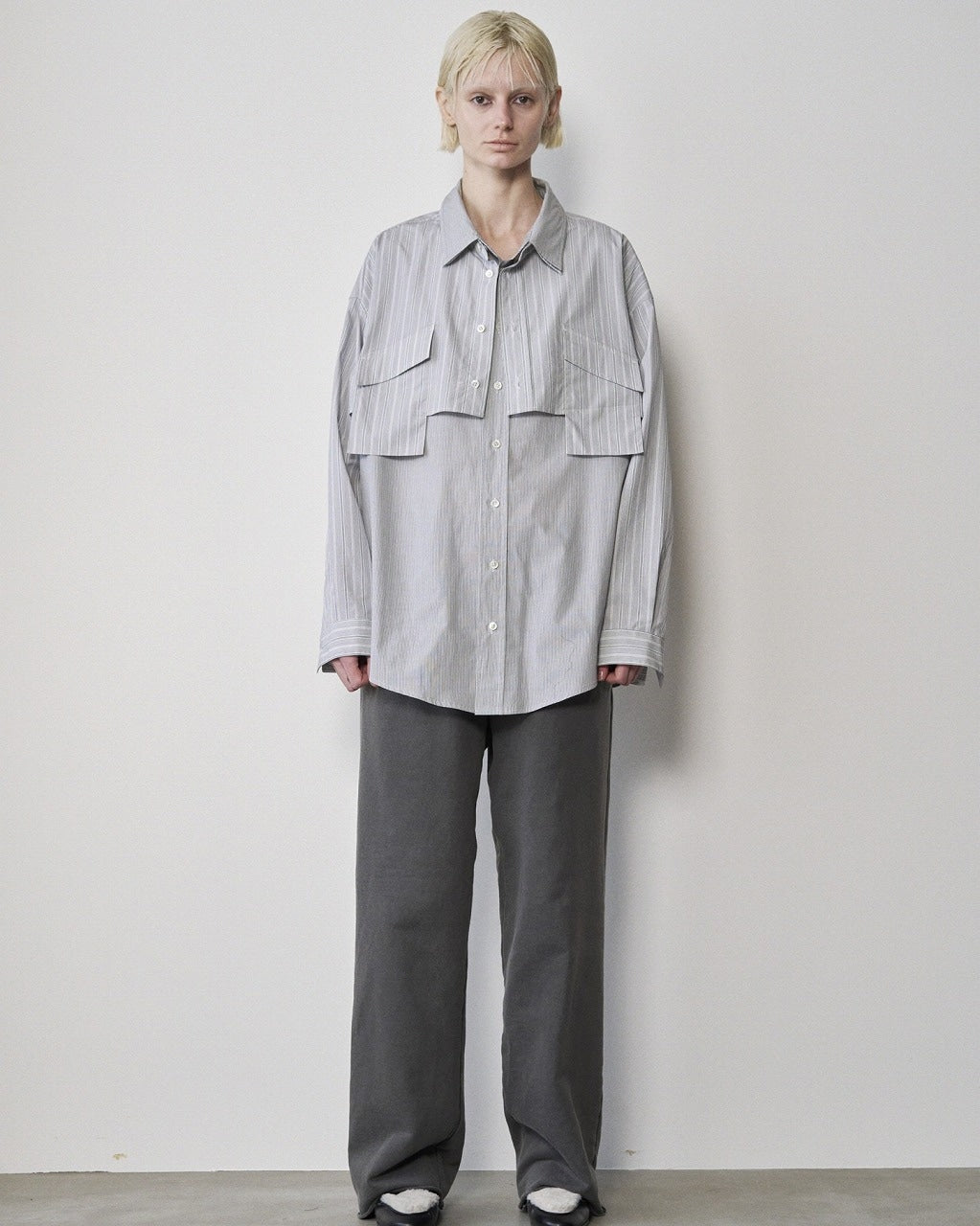 RICH I / Layered Shirt (Gray Stripe)