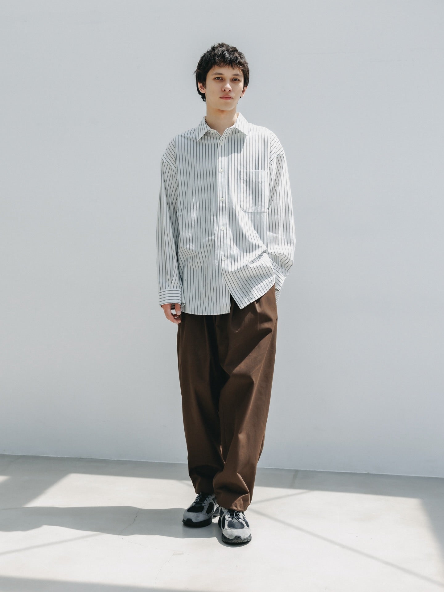 CLESSTE / Thick / Thin Stripe 46G Knit Everyday L/S Shirt (White Stripe)
