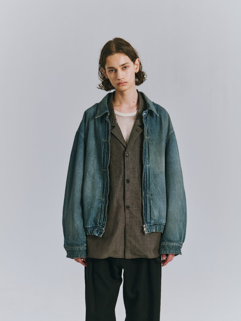 ANCELLM / Aging Denim Tuck Jacket (Indigo)