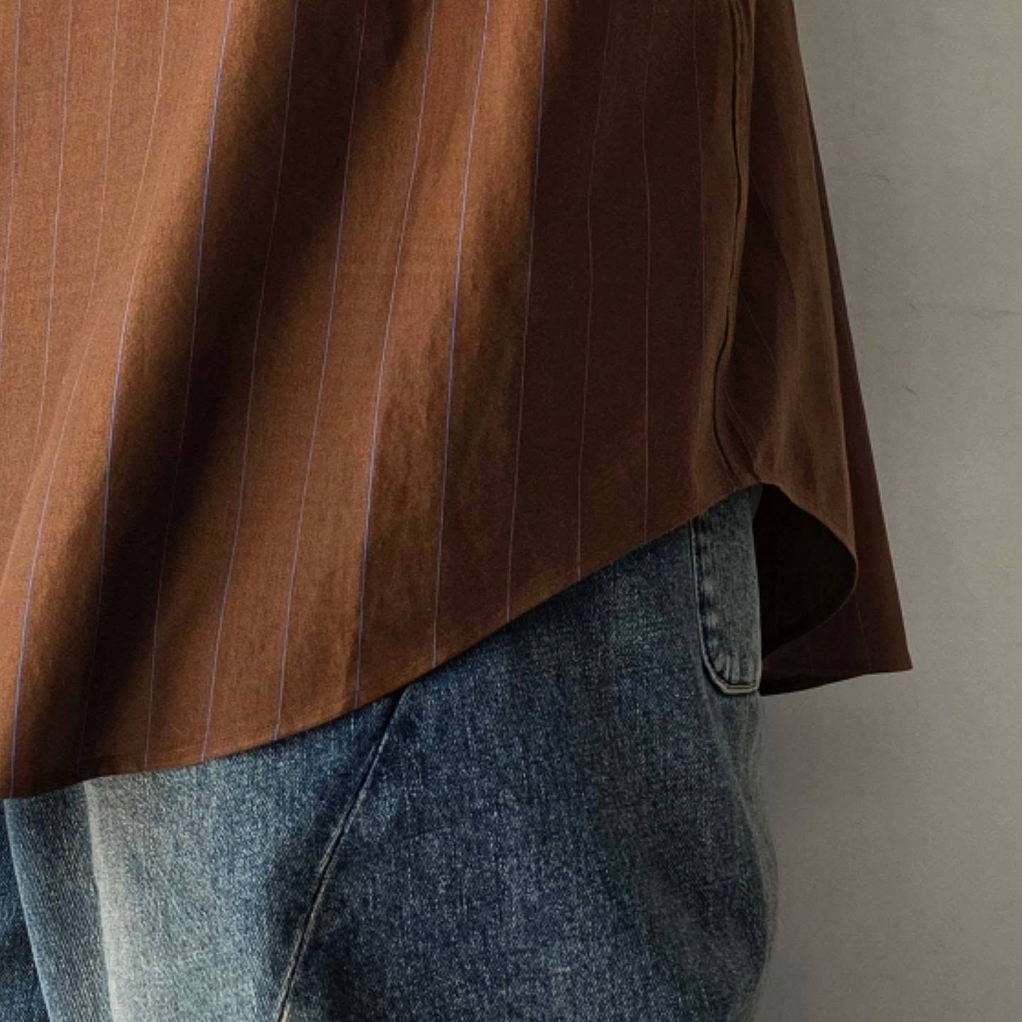 KANEMASA PHIL / 46G Atmosphere Stripe Shirt (Brown Blue)
