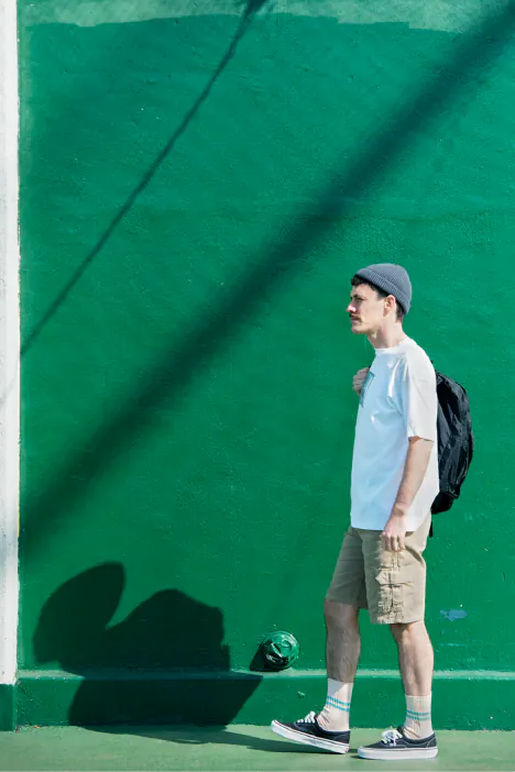 ROTOTO / Hemp Organic Cotton Stripe Socks (White Sand / Turquoise)