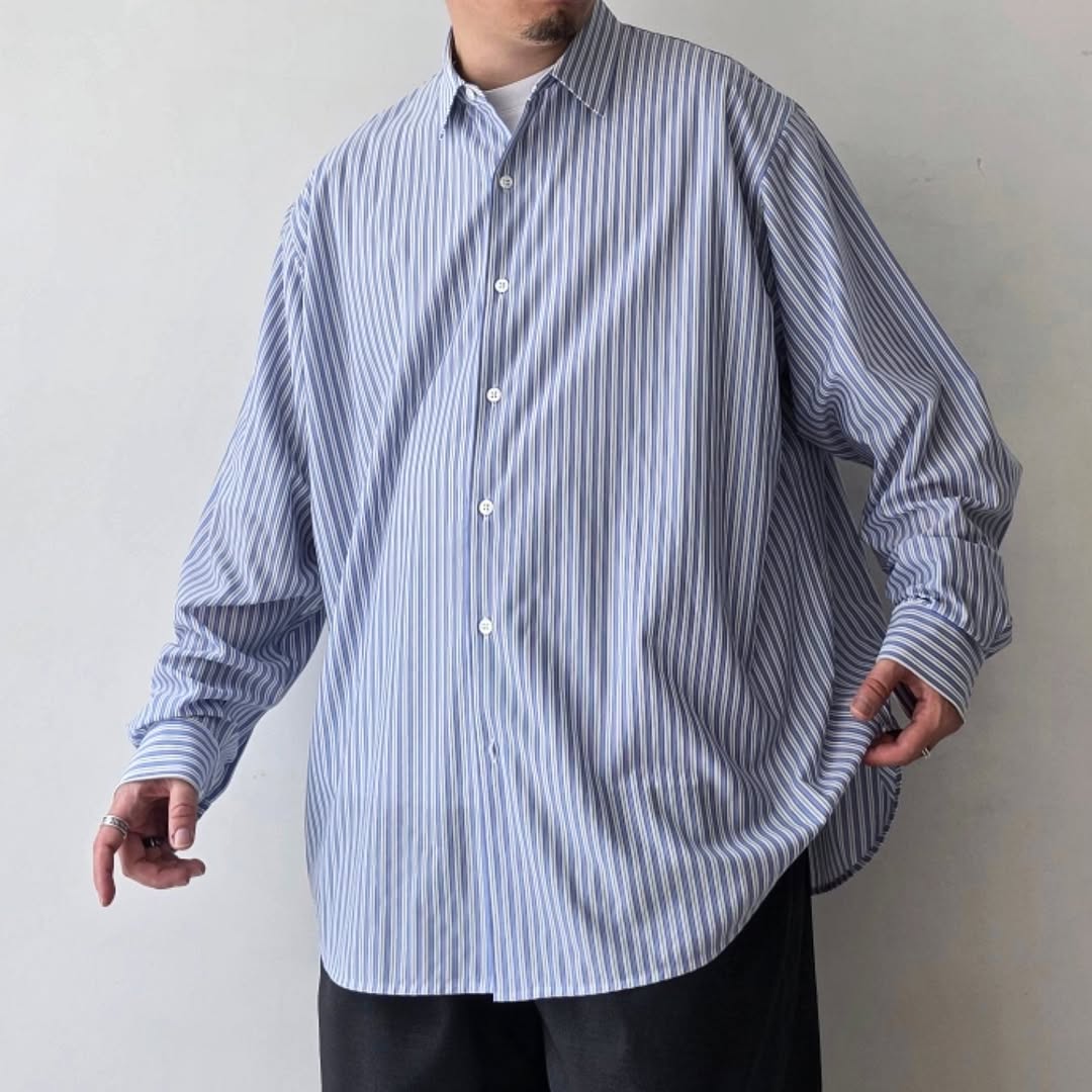 KANEMASA PHIL / 46G Atmosphere Stripe Shirt (Sax Black)