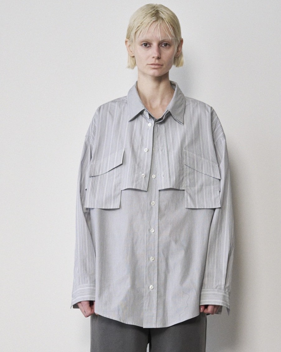 RICH I / Layered Shirt (Gray Stripe)