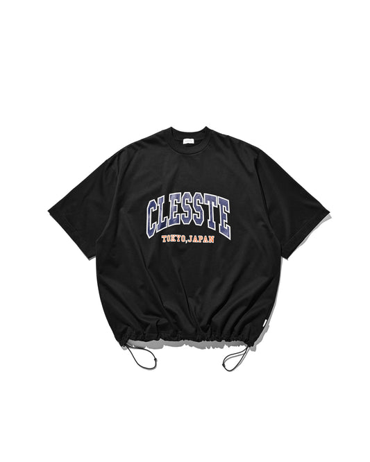 CLESSTE / College Logo Print Massive T-Shirt With Drawstrings (Black)