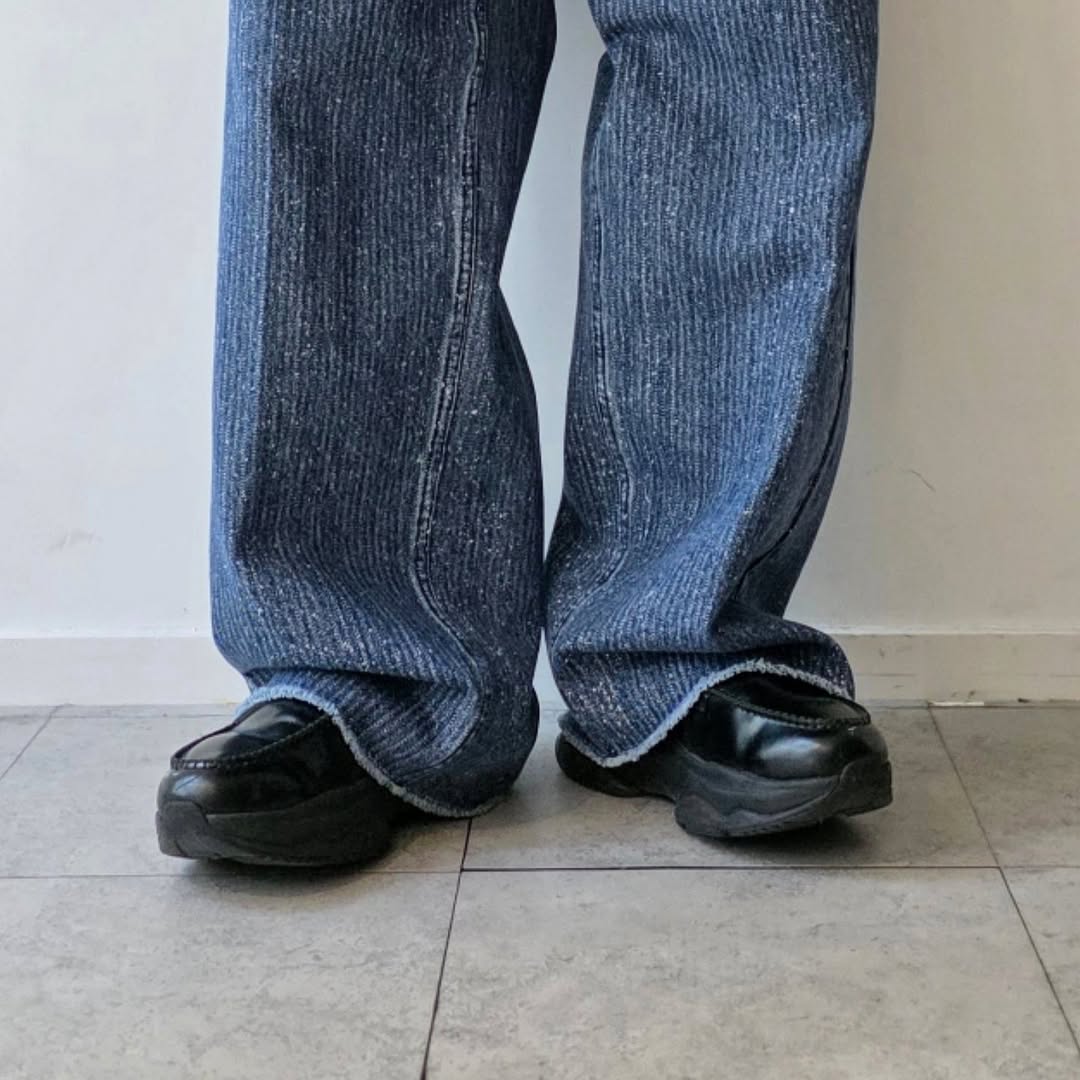 SABY / Tuck Baggy Type 2 - Stripe Denim Splash Vintage Wash