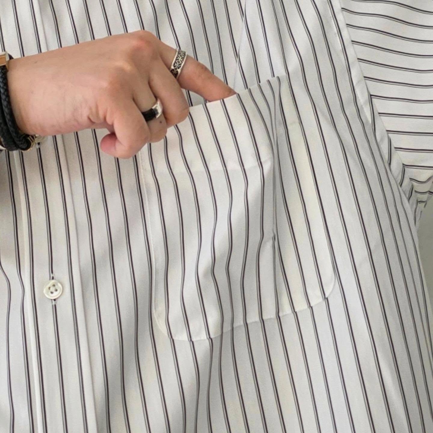 CLESSTE / Thick/Thin Stripe 46G Knit Everyday S/S Shirt (White Stripe)