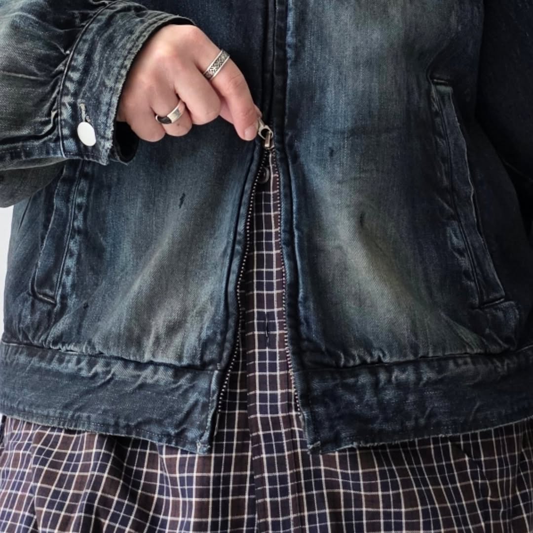 ANCELLM / Denim Zipup Jacket (Black)
