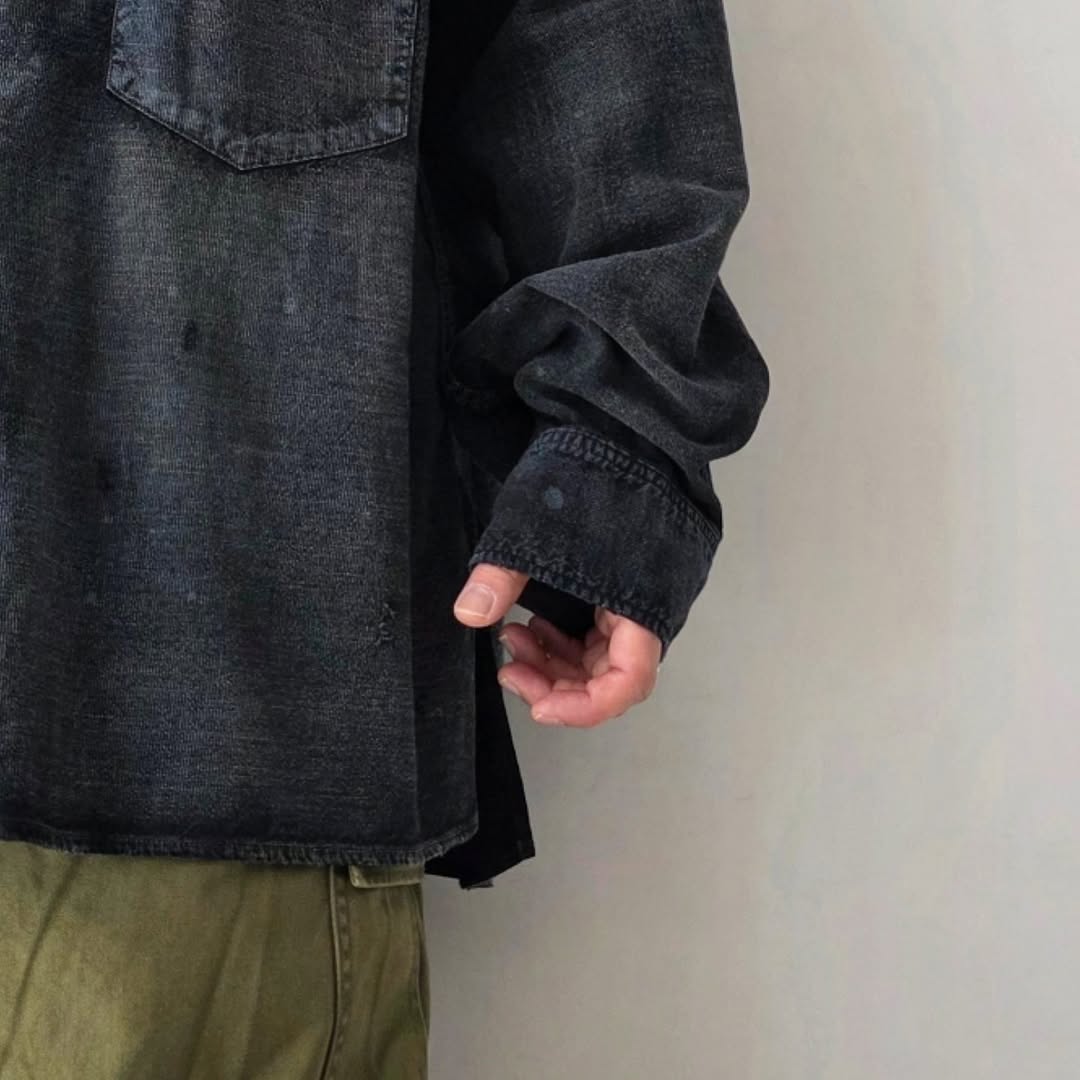 ANCELLM / Brushstroke Aging Shirt (Black)