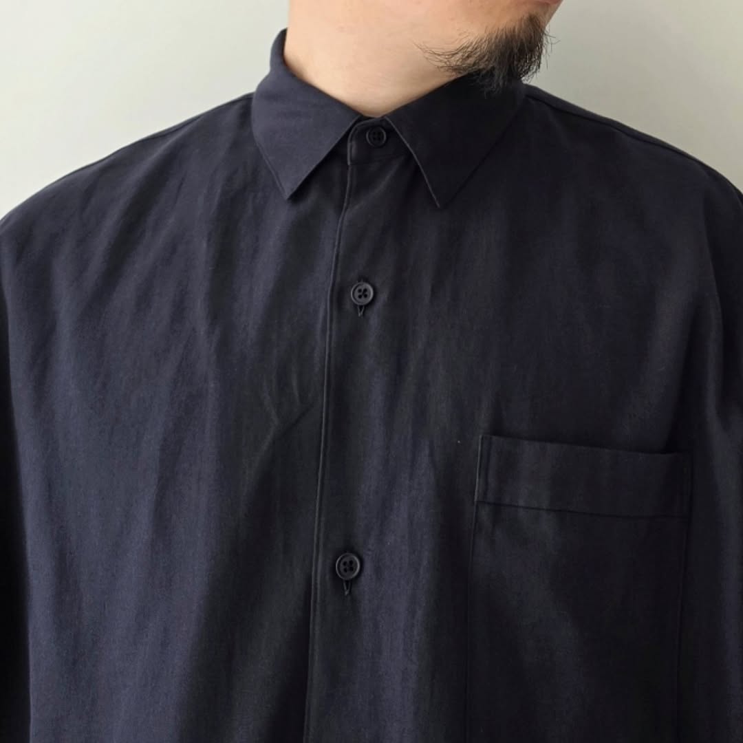 BLANC YM / Soft Oxford Half Shirts (Navy)