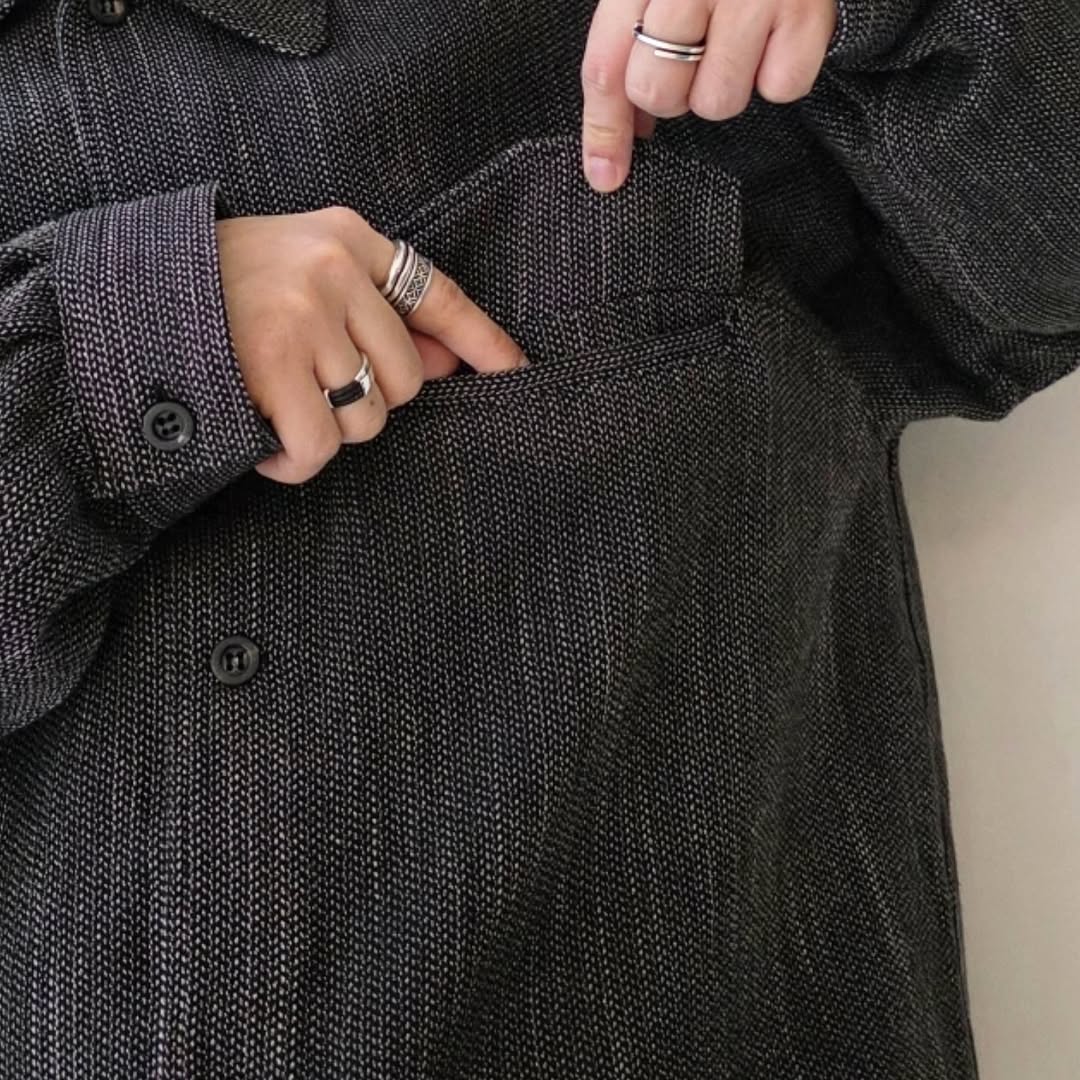 ANCELLM / Melange Wool Work Shirt Blouson (Black)