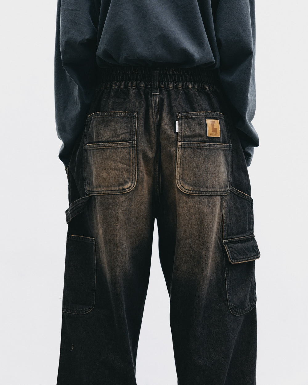 CLESSTE / Vintage Dyed Selvedge Denim Worker Pants  (Vintage Black)