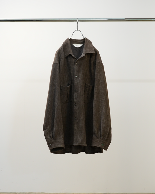 ANCELLM / Melange Wool Over Work Shirt (Brown)