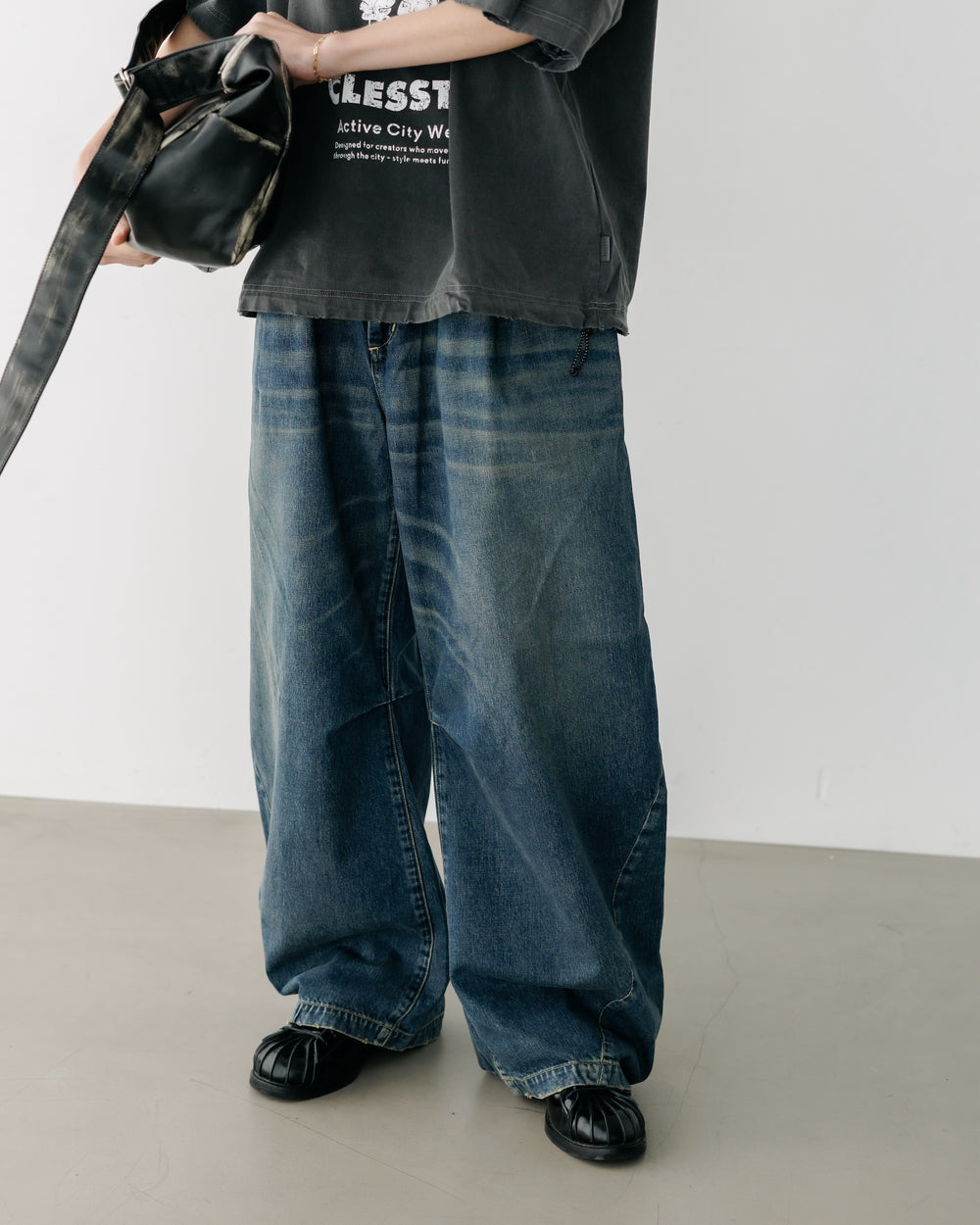 CLESSTE / Vintage Dyed Selvedge Denim Barrel Leg Pants (Vintage Indigo)