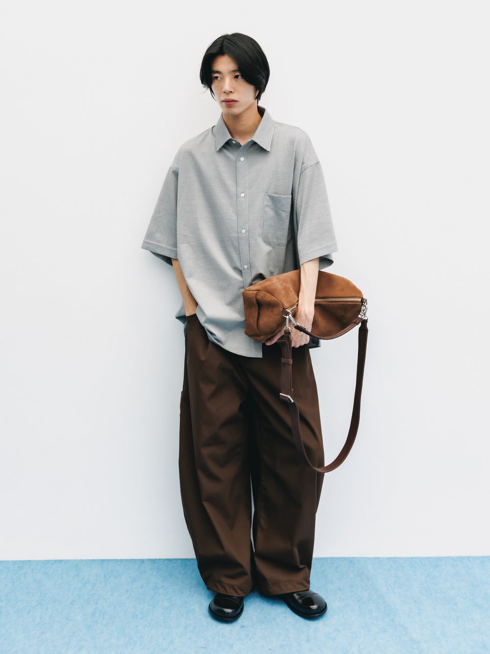 CLESSTE / Mini Grid Check 36G Knit Everyday S/S Shirt (White x Black)