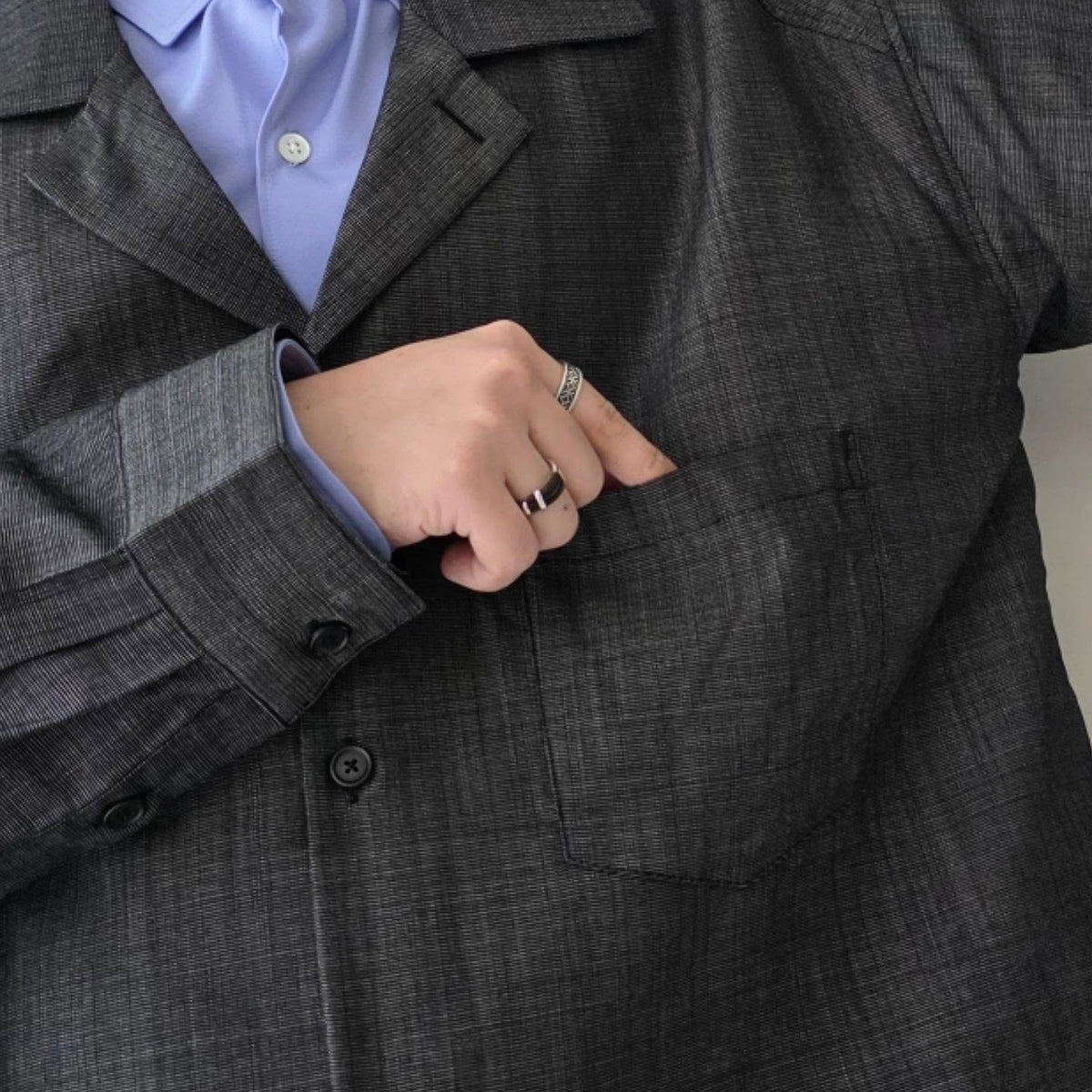 ANCELLM / Wool Hakeme Tailored Shirt (Black)