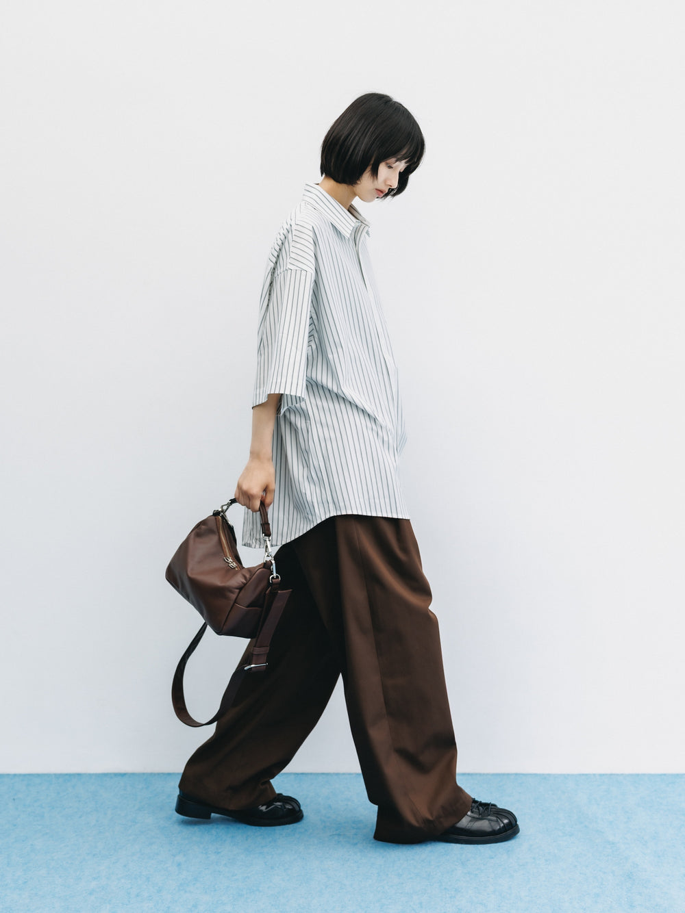CLESSTE / Thick/Thin Stripe 46G Knit Everyday S/S Shirt (White Stripe)