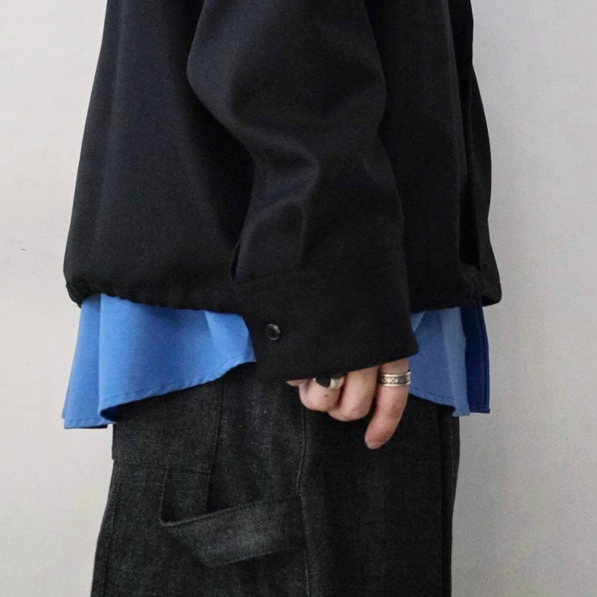 NONNOTTE / Draping Overlap Shirt (Deep Black)