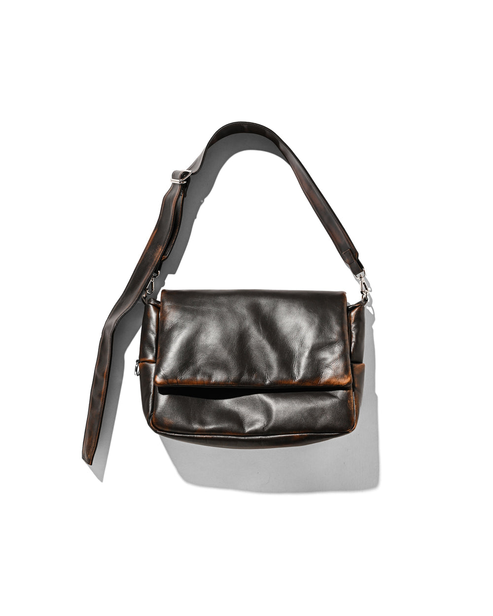 CLESSTE / Vintage Leather Padded Flap Holiday Bag (Brown)