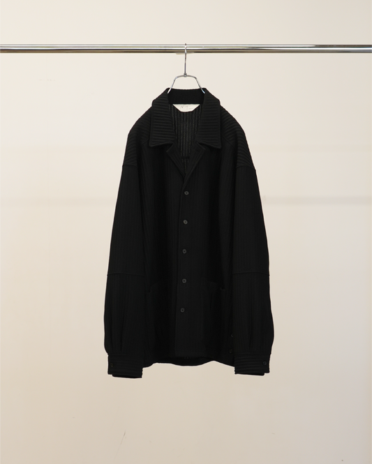 ANCELLM / Wrinkled Stripe Shirt (Black)