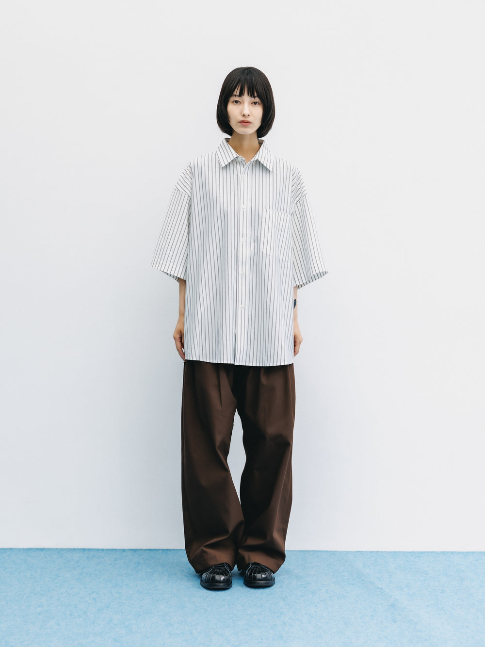 CLESSTE / Thick/Thin Stripe 46G Knit Everyday S/S Shirt (White Stripe)