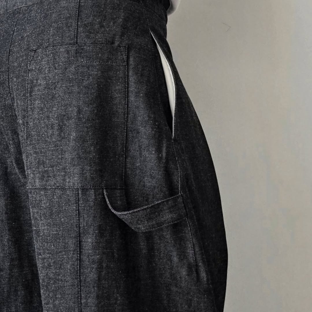 SAGE NATION / Box Pleat Short Denim - Raw Black