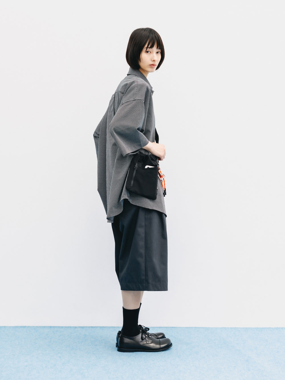 CLESSTE / Mini Grid Check 36G Knit Everyday S/S Shirt (Black x White)