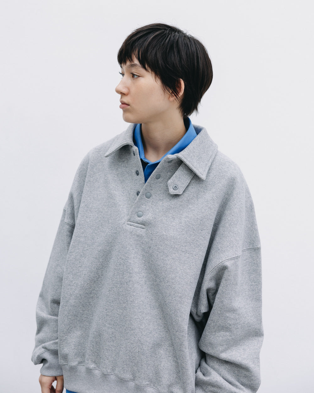 CLESSTE / Half Snap Sweat Shirt (Gray)