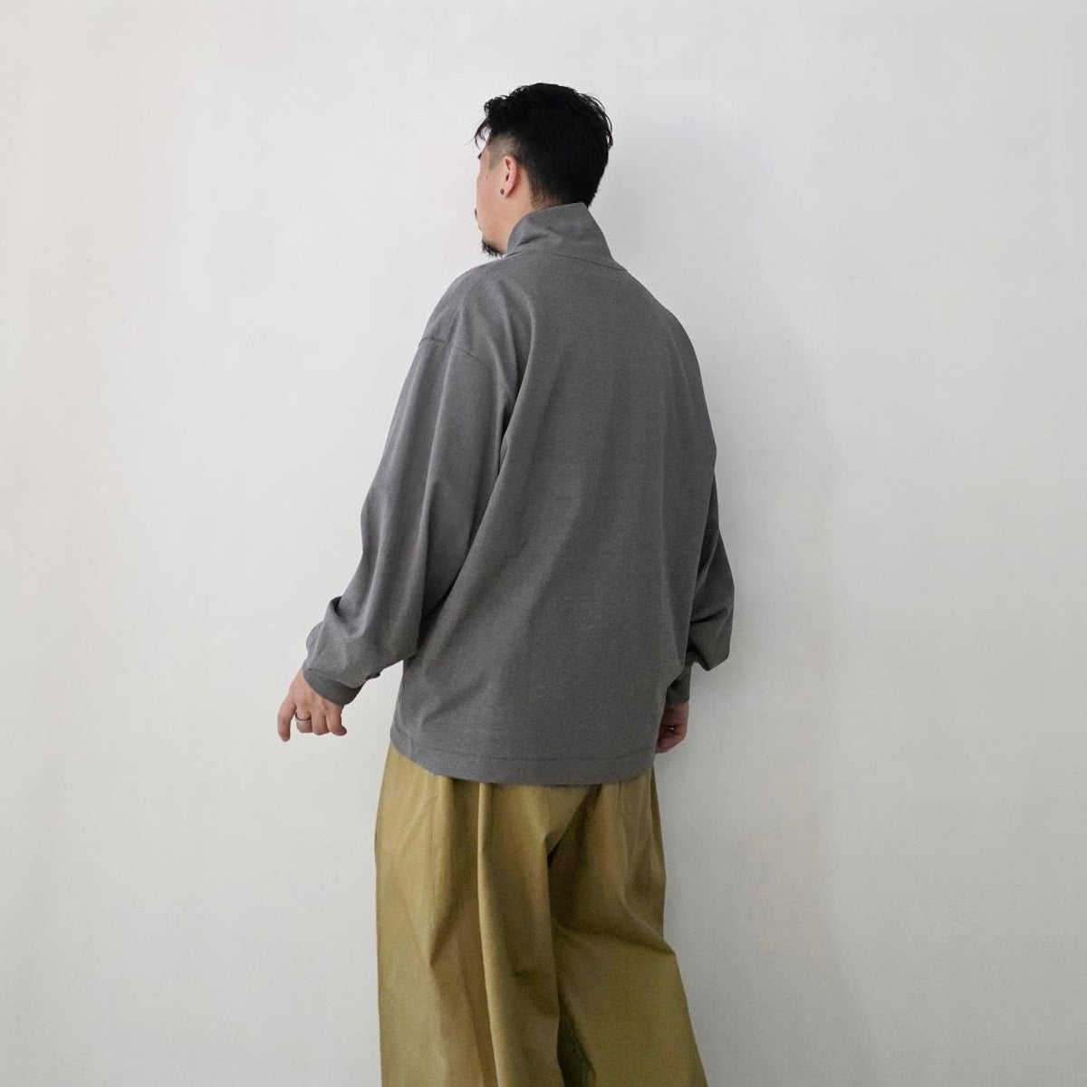 NONNOTTE / Shawl Collar V/N Tapered Oversized Long Sleeve (Smoky Charcoal)