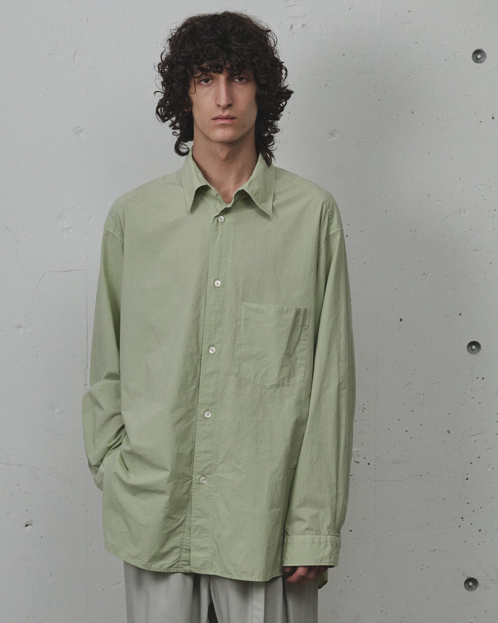 ANCELLM / Shrink Over Shirt (Gray Mint)