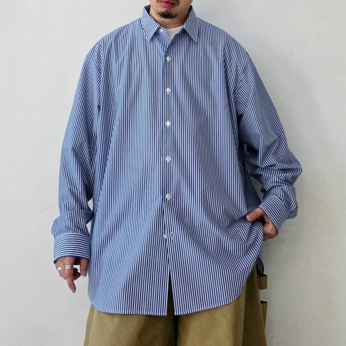 KANEMASA PHIL / 46G Atmosphere Stripe Shirt (Navy White)