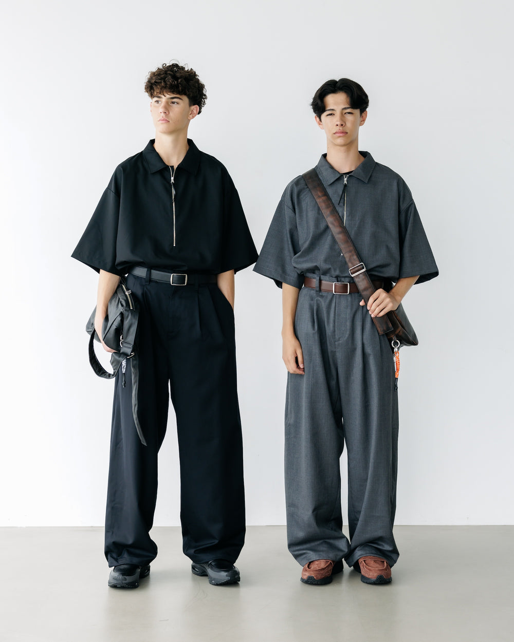 CLESSTE / Tropical Wool City S/S Half Zip Shirt (Gray)
