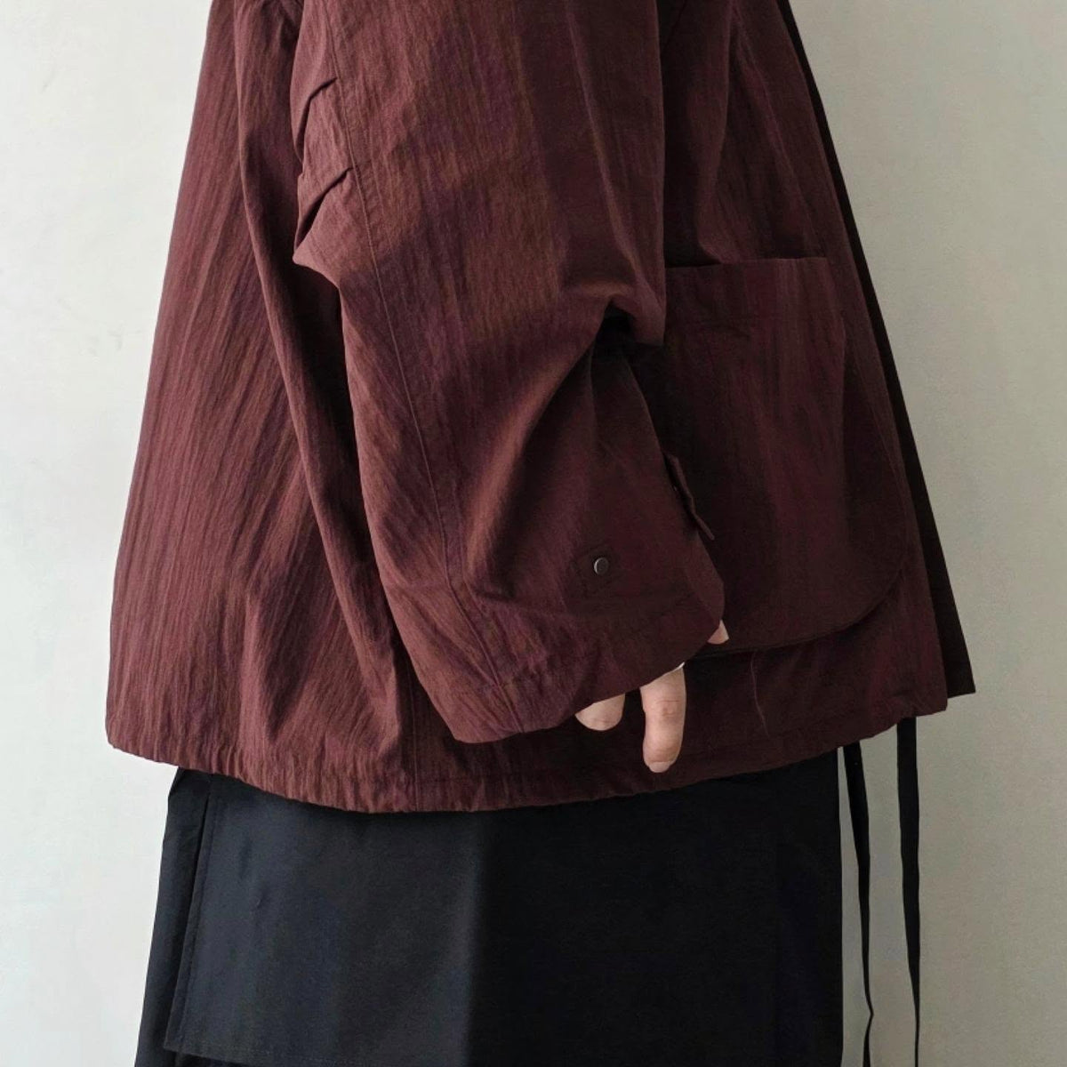 ANCELLM / Wrinkled Nylon Over Hoodie (Marron)
