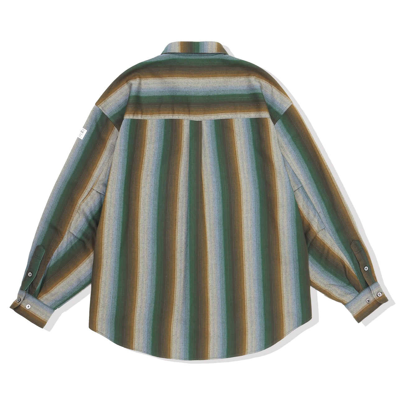 ELEPHANT TRIBAL FABRICS / Zip Ombre Stripe Shirt (Green)
