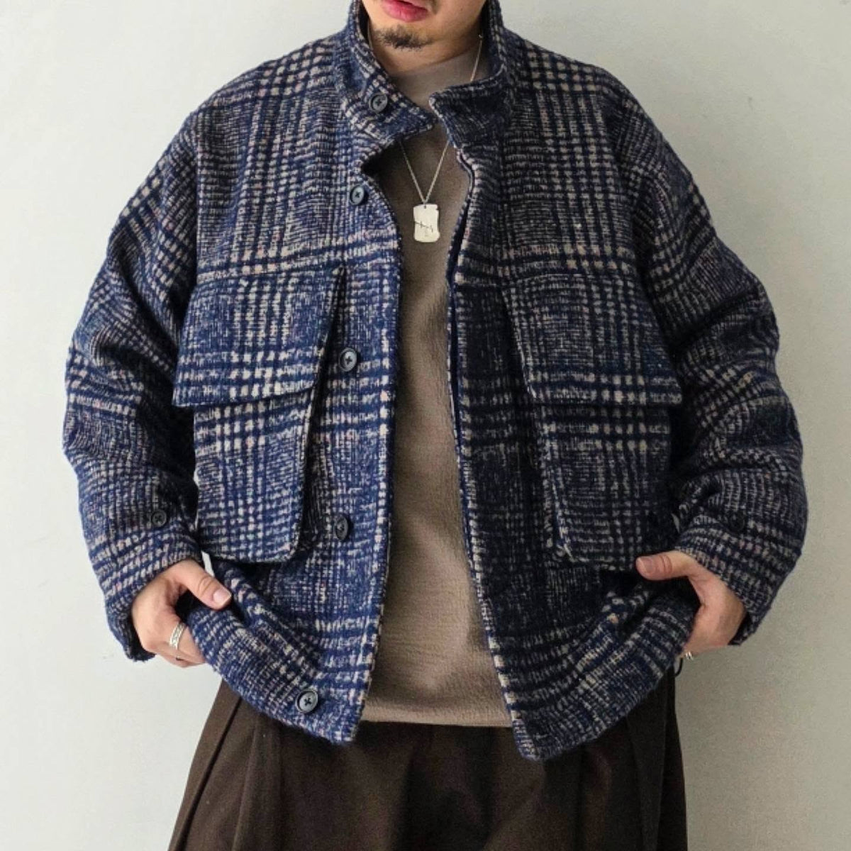 GANDER / Wool Peveril Jacket (Blue Check)
