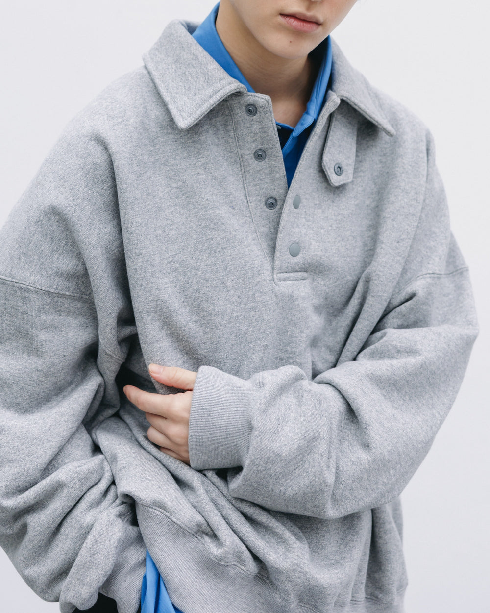 CLESSTE / Half Snap Sweat Shirt (Gray)