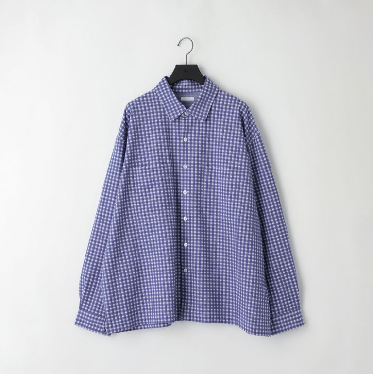 KANEMASA PHIL / 36G Wool Check Balise Shirt (Blue White)