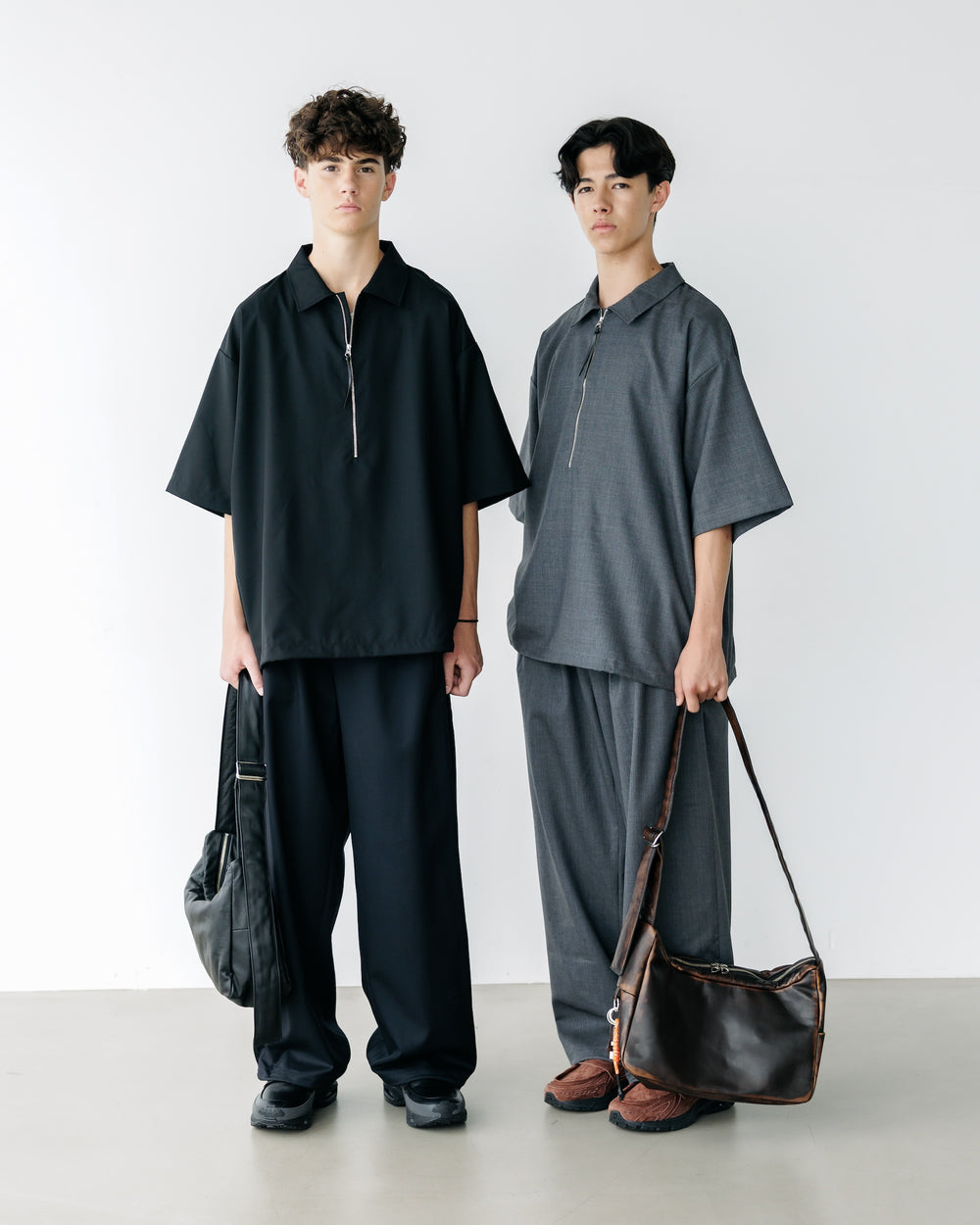CLESSTE / Tropical Wool City S/S Half Zip Shirt (Black)