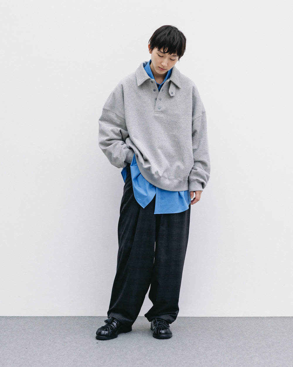 CLESSTE / Half Snap Sweat Shirt (Gray)