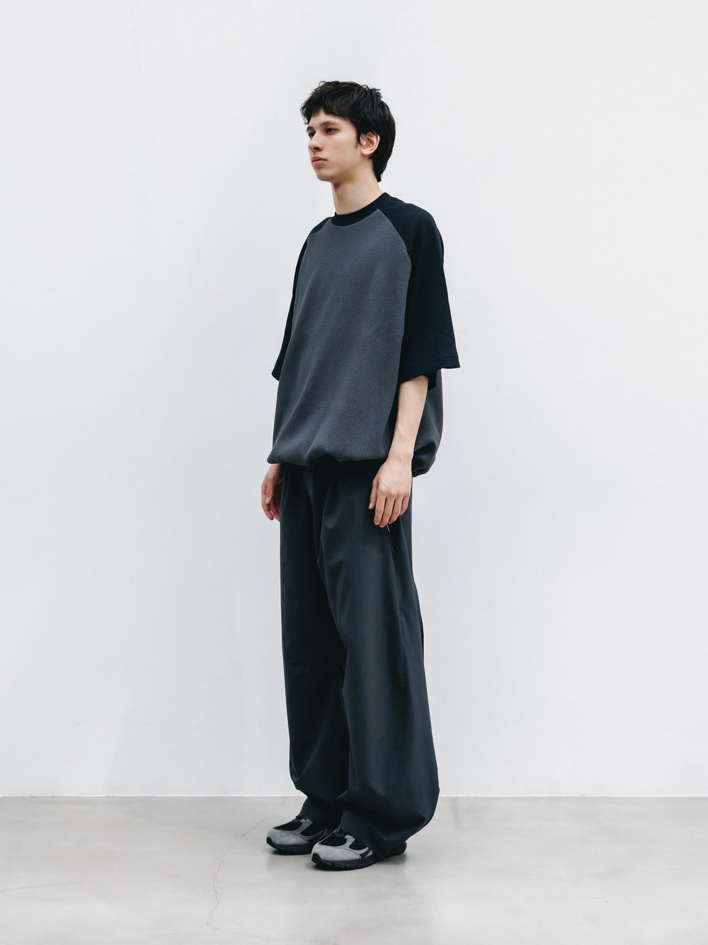 CLESSTE / City Light Thermal Raglan S/S T-Shirt With Drawstrings (Gray x Black)