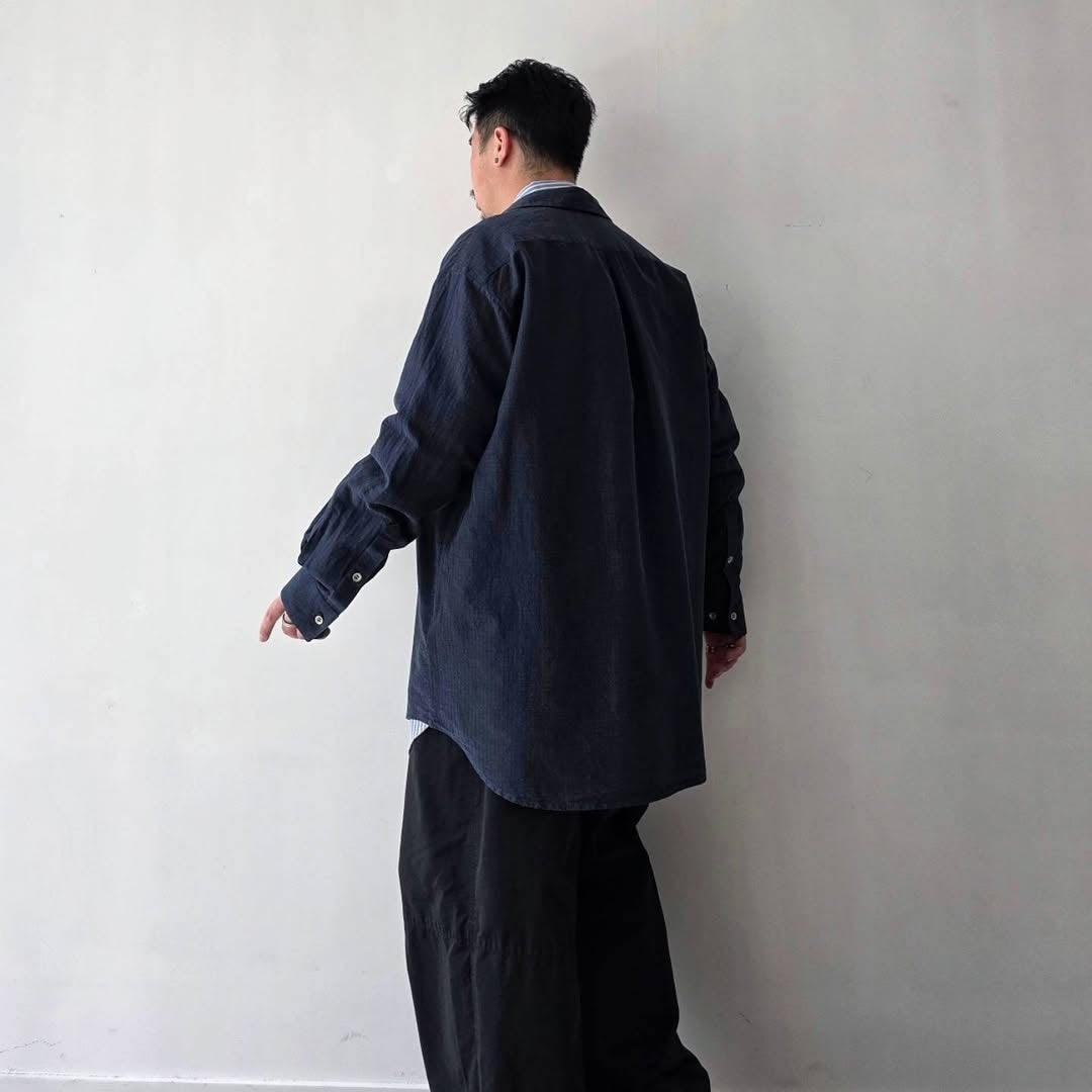 NOMAT / Skipper Shirt Silk Cotton Ripstop (Navy)