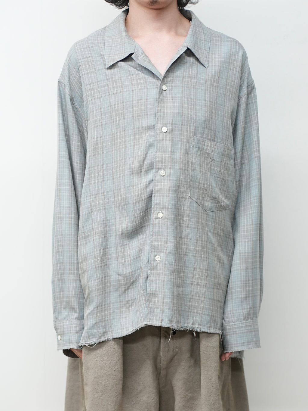 ANCELLM / Aging Rayon Check Shirt (Blue) – Tree and Branch